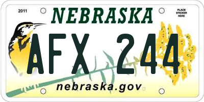 NE license plate AFX244