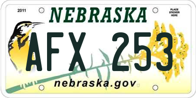NE license plate AFX253