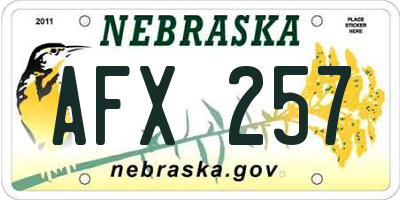 NE license plate AFX257