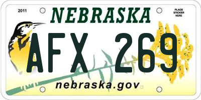 NE license plate AFX269
