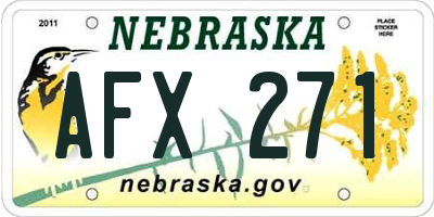 NE license plate AFX271