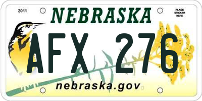 NE license plate AFX276