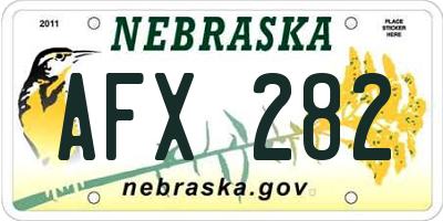 NE license plate AFX282