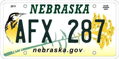NE license plate AFX287