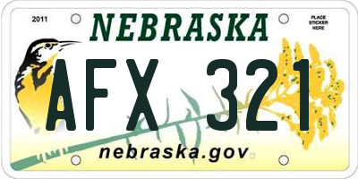 NE license plate AFX321