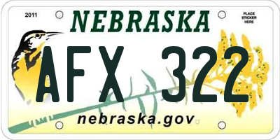 NE license plate AFX322