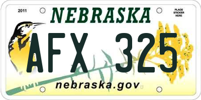 NE license plate AFX325