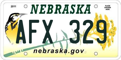 NE license plate AFX329
