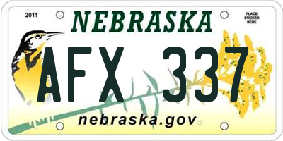 NE license plate AFX337