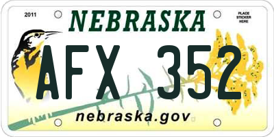 NE license plate AFX352