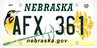 NE license plate AFX361
