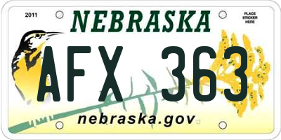 NE license plate AFX363