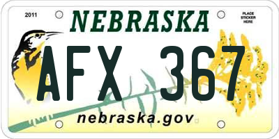 NE license plate AFX367