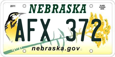 NE license plate AFX372