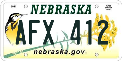 NE license plate AFX412