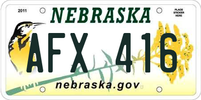 NE license plate AFX416