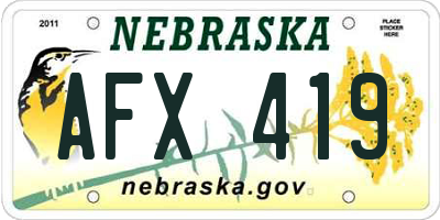 NE license plate AFX419