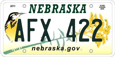 NE license plate AFX422