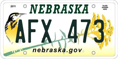 NE license plate AFX473