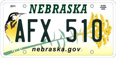 NE license plate AFX510