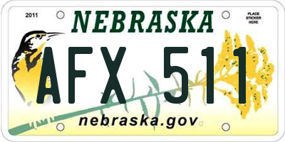 NE license plate AFX511
