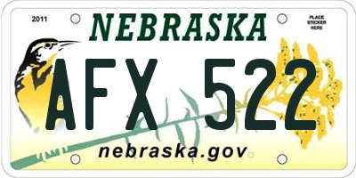 NE license plate AFX522