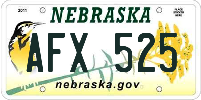 NE license plate AFX525