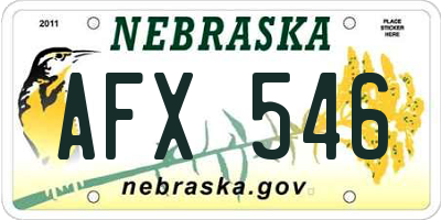 NE license plate AFX546