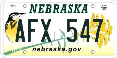 NE license plate AFX547