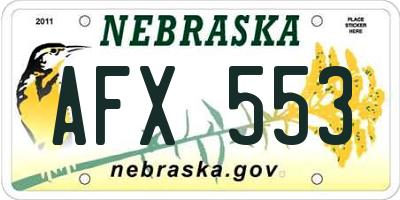 NE license plate AFX553