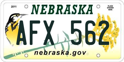 NE license plate AFX562
