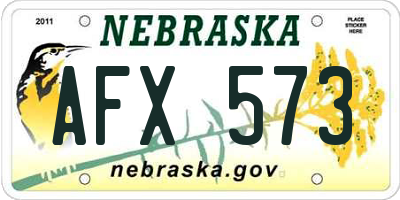 NE license plate AFX573