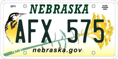 NE license plate AFX575
