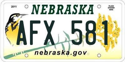 NE license plate AFX581