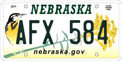 NE license plate AFX584