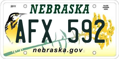 NE license plate AFX592