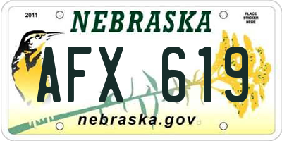 NE license plate AFX619