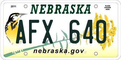 NE license plate AFX640