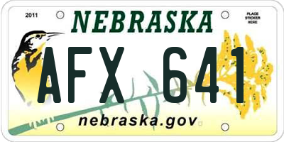 NE license plate AFX641