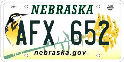 NE license plate AFX652