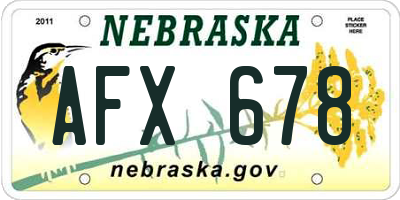 NE license plate AFX678