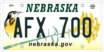 NE license plate AFX700