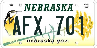 NE license plate AFX701