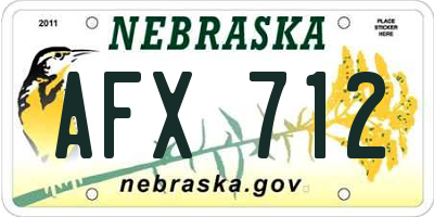 NE license plate AFX712