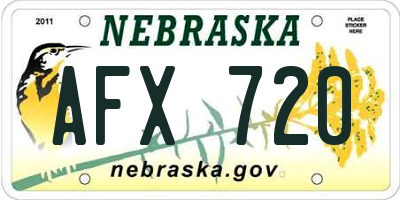 NE license plate AFX720