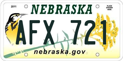 NE license plate AFX721