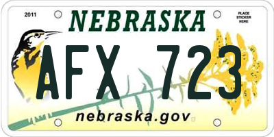 NE license plate AFX723