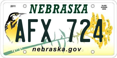 NE license plate AFX724
