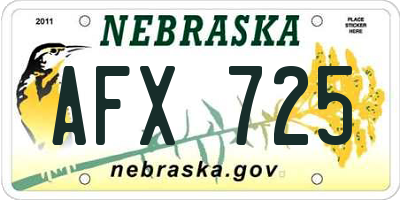 NE license plate AFX725