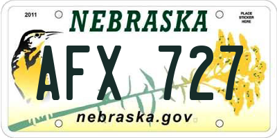 NE license plate AFX727